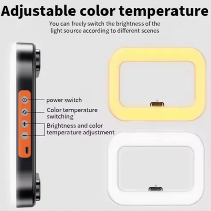 Anillo de luz LED cuadrado con atenuación de tres colores